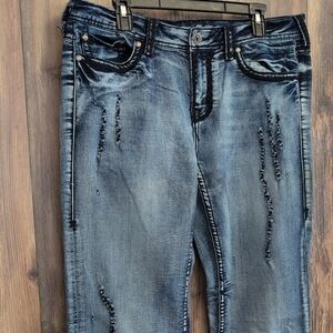 Cowgirl Tuff Women's Boot Cut Jeans - Distressed Blue